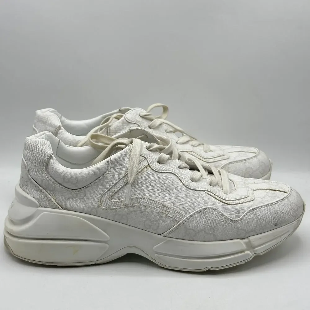 GUCCI Exclusive Rhyton GG Monogram Logo Chunky Sneakers White Sz US 10.5